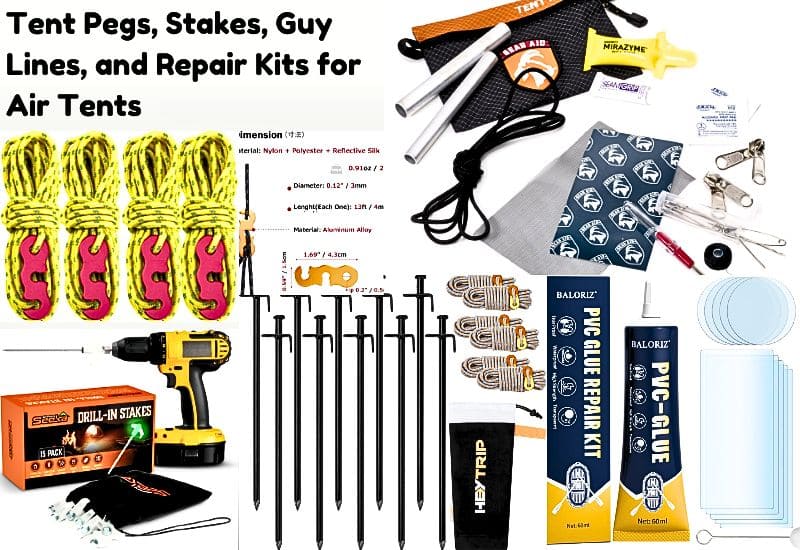 Tent Accessories for Air/Inflatable Tents: Tent Pegs, Stakes, Guylines and Repair Kits 