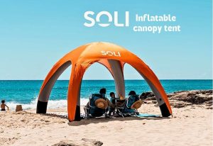 A Family day out on the beach with a Soli Inflatable Canopy Tent