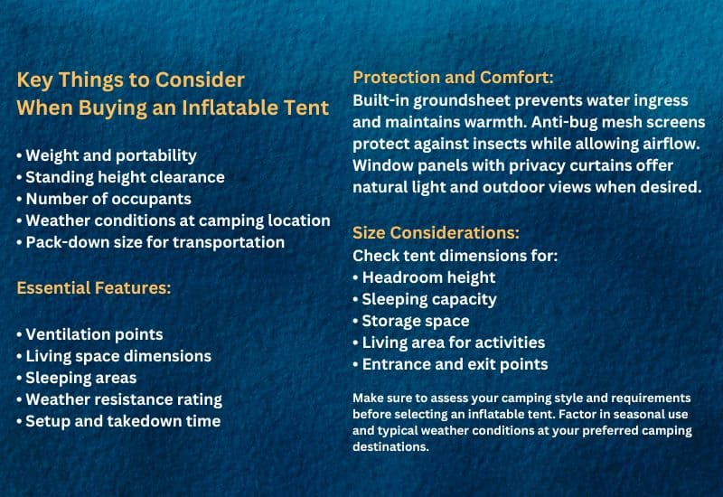 Factors to consider when buying an Inflatable Tent