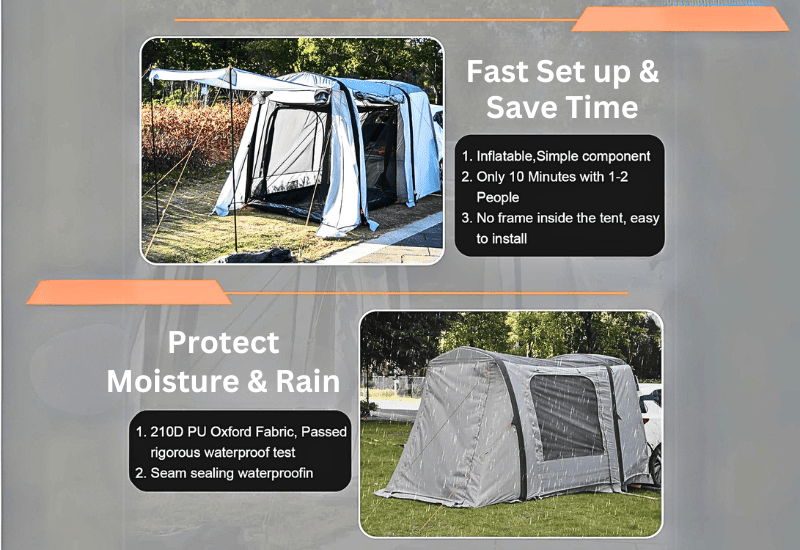 Inflatable SUV Tent - Fast set up, and Weather resistant (protect moisture & Rain)