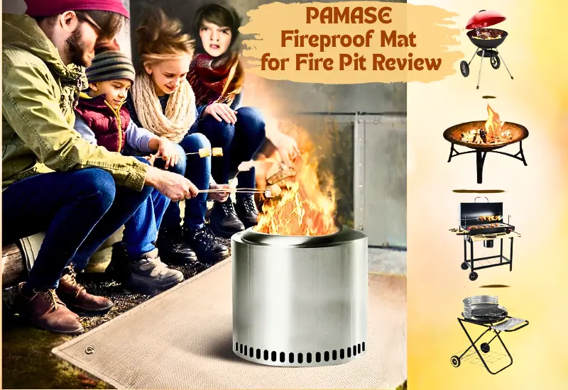 PAMASE Fireproof Mat for Fire Pit when family enjoying camp fire