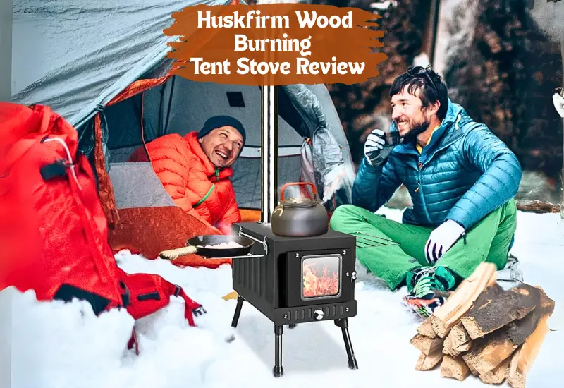Huskfirm Tent Stove Wood Burning for heating and cooking when camping