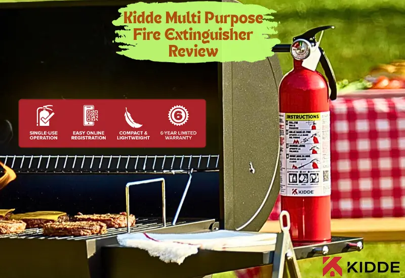 Kidde Multi Purpose Fire Extinguisher near a grill - featured image